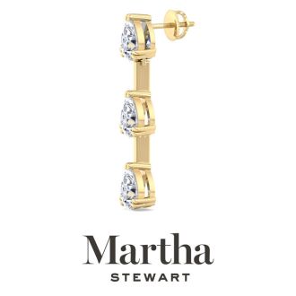 Martha Stewart 5 Carat Pear Shape Lab Grown Diamond Drop Earrings In 14 Karat Yellow Gold