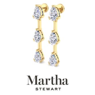 Martha Stewart 5 Carat Pear Shape Lab Grown Diamond Drop Earrings In 14 Karat Yellow Gold