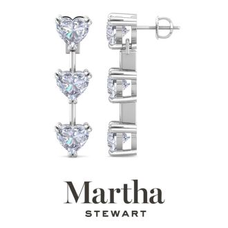 Martha Stewart 5 Carat Heart Shape Lab Grown Diamond Drop Earrings In 14 Karat White Gold
