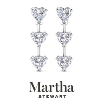 Martha Stewart 5 Carat Heart Shape Lab Grown Diamond Drop Earrings In 14 Karat White Gold