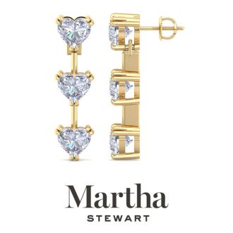 Martha Stewart 5 Carat Heart Shape Lab Grown Diamond Drop Earrings In 14 Karat Yellow Gold