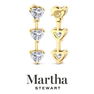 Martha Stewart 5 Carat Heart Shape Lab Grown Diamond Drop Earrings In 14 Karat Yellow Gold