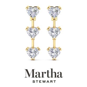 Martha Stewart 5 Carat Heart Shape Lab Grown Diamond Drop Earrings In 14 Karat Yellow Gold