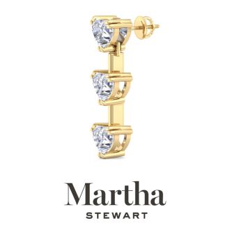 Martha Stewart 5 Carat Heart Shape Lab Grown Diamond Drop Earrings In 14 Karat Yellow Gold