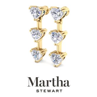 Martha Stewart 5 Carat Heart Shape Lab Grown Diamond Drop Earrings In 14 Karat Yellow Gold