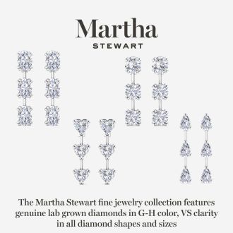 Martha Stewart 3 Carat Oval Shape Lab Grown Diamond Drop Earrings In 14 Karat White Gold