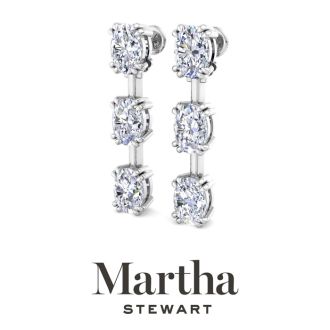 Martha Stewart 3 Carat Oval Shape Lab Grown Diamond Drop Earrings In 14 Karat White Gold