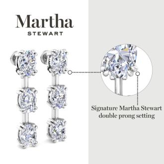 Martha Stewart 3 Carat Oval Shape Lab Grown Diamond Drop Earrings In 14 Karat Yellow Gold