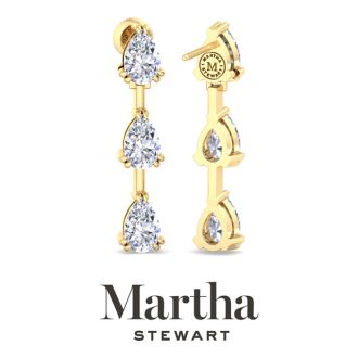 Martha Stewart 3 Carat Pear Shape Lab Grown Diamond Drop Earrings In 14 Karat Yellow Gold