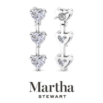 Martha Stewart 3 Carat Heart Shape Lab Grown Diamond Drop Earrings In 14 Karat White Gold