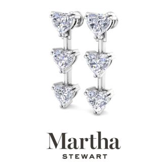 Martha Stewart 3 Carat Heart Shape Lab Grown Diamond Drop Earrings In 14 Karat White Gold