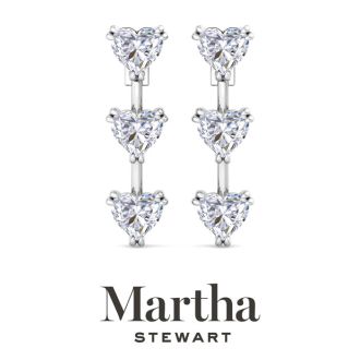 Martha Stewart 3 Carat Heart Shape Lab Grown Diamond Drop Earrings In 14 Karat White Gold