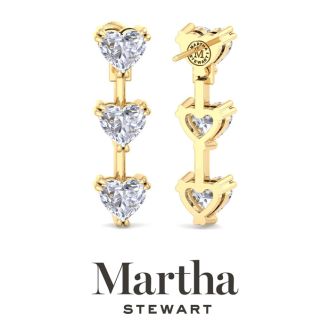 Martha Stewart 3 Carat Heart Shape Lab Grown Diamond Drop Earrings In 14 Karat Yellow Gold