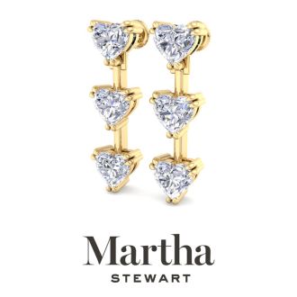 Martha Stewart 3 Carat Heart Shape Lab Grown Diamond Drop Earrings In 14 Karat Yellow Gold