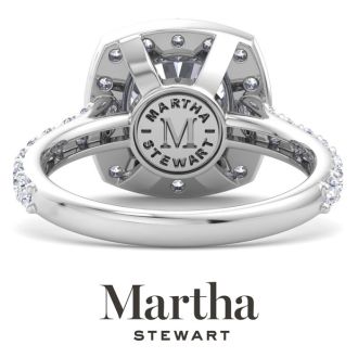 Martha Stewart 4 Carat Cushion Cut Lab Grown Diamond Halo Engagement Ring In 14K White Gold
