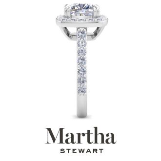 Martha Stewart 4 Carat Cushion Cut Lab Grown Diamond Halo Engagement Ring In 14K White Gold