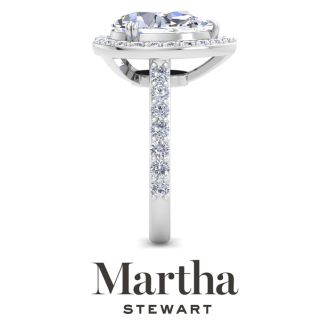 Martha Stewart 4 Carat Pear Shape Lab Grown Diamond Halo Engagement Ring In 14K White Gold