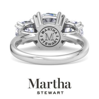 Martha Stewart 5 Carat Cushion Cut Lab Grown Diamond Three Stone Engagement Ring In 14K White Gold