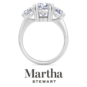 Martha Stewart 5 Carat Cushion Cut Lab Grown Diamond Three Stone Engagement Ring In 14K White Gold