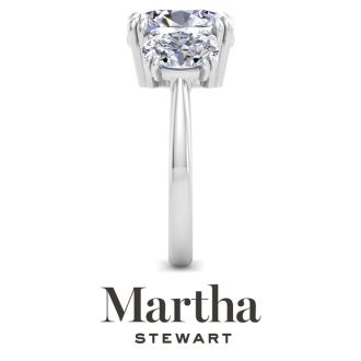Martha Stewart 5 Carat Oval Shape Lab Grown Diamond Three Stone Engagement Ring In 14K White Gold