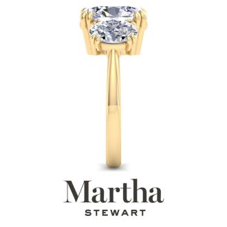 Martha Stewart 5 Carat Oval Shape Lab Grown Diamond Three Stone Engagement Ring In 14K Yellow Gold