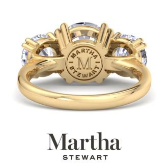 Martha Stewart 5 Carat Round Lab Grown Diamond Three Stone Engagement Ring In 14K Yellow Gold