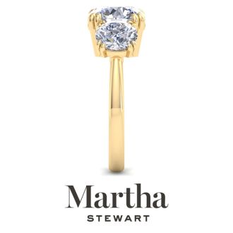 Martha Stewart 5 Carat Round Lab Grown Diamond Three Stone Engagement Ring In 14K Yellow Gold