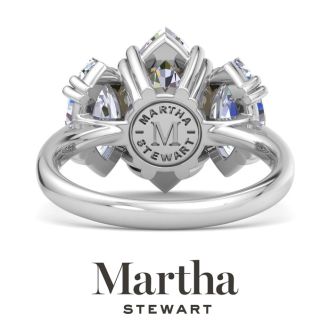 Martha Stewart 5 Carat Marquise Shape Lab Grown Diamond Three Stone Engagement Ring In 14K White Gold