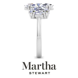 Martha Stewart 5 Carat Marquise Shape Lab Grown Diamond Three Stone Engagement Ring In 14K White Gold