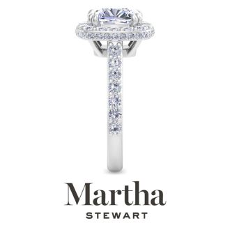Martha Stewart 4 Carat Cushion Cut Lab Grown Diamond Hidden Halo Engagement Ring In 14K White Gold