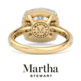 Martha Stewart 4 Carat Cushion Cut Lab Grown Diamond Hidden Halo Engagement Ring In 14K Yellow Gold