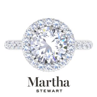 Martha Stewart 4 Carat Round Lab Grown Diamond Hidden Halo Engagement Ring In 14K White Gold