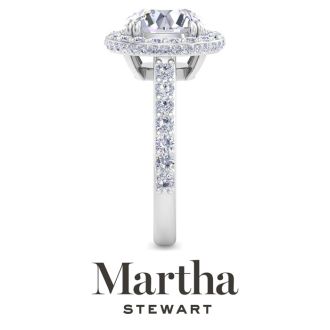 Martha Stewart 4 Carat Round Lab Grown Diamond Hidden Halo Engagement Ring In 14K White Gold