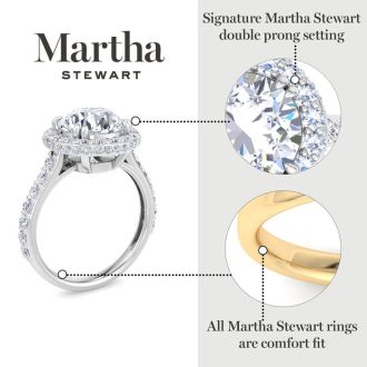 Martha Stewart 4 Carat Round Lab Grown Diamond Hidden Halo Engagement Ring In 14K White Gold