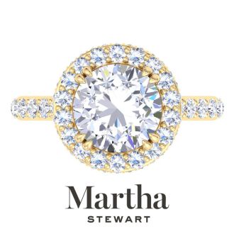 Martha Stewart 4 Carat Round Lab Grown Diamond Hidden Halo Engagement Ring In 14K Yellow Gold