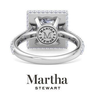 Martha Stewart 4 Carat Princess Cut Lab Grown Diamond Hidden Halo Engagement Ring In 14K White Gold