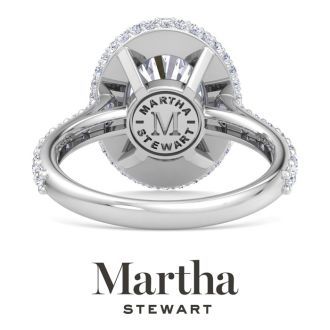 Martha Stewart 4 Carat Oval Shape Lab Grown Diamond Hidden Halo Engagement Ring In 14K White Gold