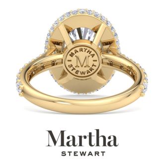 Martha Stewart 4 Carat Oval Shape Lab Grown Diamond Hidden Halo Engagement Ring In 14K Yellow Gold