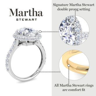 Martha Stewart 4 Carat Oval Shape Lab Grown Diamond Hidden Halo Engagement Ring In 14K Yellow Gold