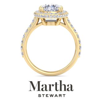 Martha Stewart 4 Carat Oval Shape Lab Grown Diamond Hidden Halo Engagement Ring In 14K Yellow Gold