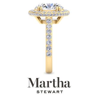 Martha Stewart 4 Carat Oval Shape Lab Grown Diamond Hidden Halo Engagement Ring In 14K Yellow Gold