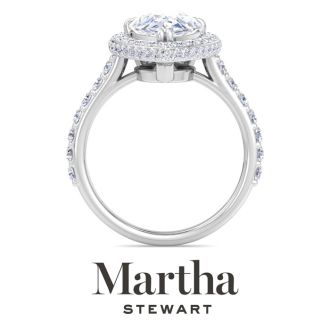 Martha Stewart 4 Carat Pear Shape Lab Grown Diamond Hidden Halo Engagement Ring In 14K White Gold