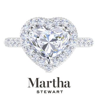 Martha Stewart 4 Carat Heart Shape Lab Grown Diamond Hidden Halo Engagement Ring In 14K White Gold