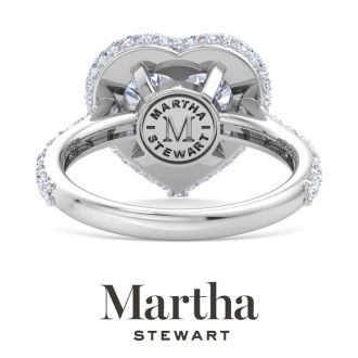 Martha Stewart 4 Carat Heart Shape Lab Grown Diamond Hidden Halo Engagement Ring In 14K White Gold