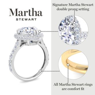 Martha Stewart 4 Carat Heart Shape Lab Grown Diamond Hidden Halo Engagement Ring In 14K White Gold