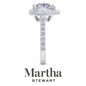 Martha Stewart 4 Carat Heart Shape Lab Grown Diamond Hidden Halo Engagement Ring In 14K White Gold