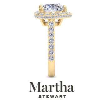 Martha Stewart 4 Carat Heart Shape Lab Grown Diamond Hidden Halo Engagement Ring In 14K Yellow Gold