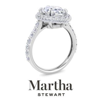 Martha Stewart 4 Carat Marquise Shape Lab Grown Diamond Hidden Halo Engagement Ring In 14K White Gold