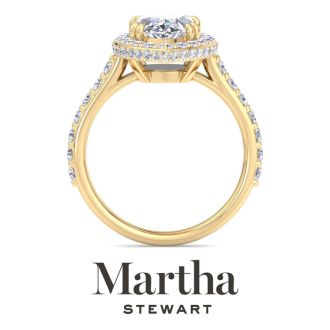 Martha Stewart 4 Carat Marquise Shape Lab Grown Diamond Hidden Halo Engagement Ring In 14K Yellow Gold