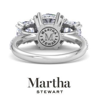 Martha Stewart 5 1/2 Carat Cushion Cut Lab Grown Diamond Three Stone Plus Engagement Ring In 14K White Gold